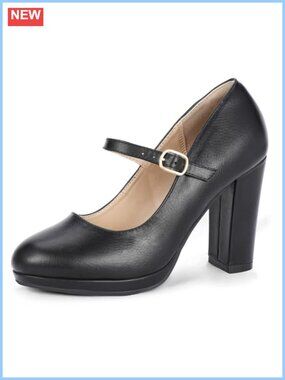 Women's Platform Mary Jane Heels Chunky Block Heel Closed Toe Heels